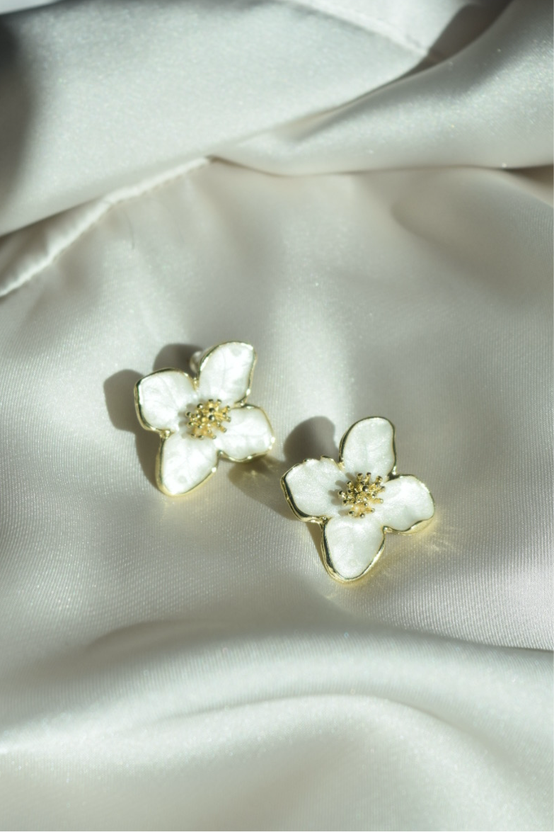 White Flower Earrings