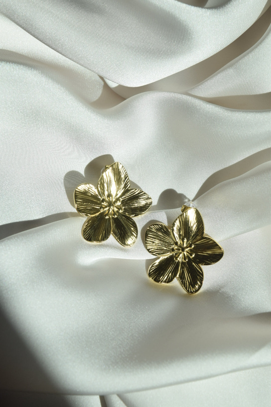 Gold Flower Metal Stud Earrings