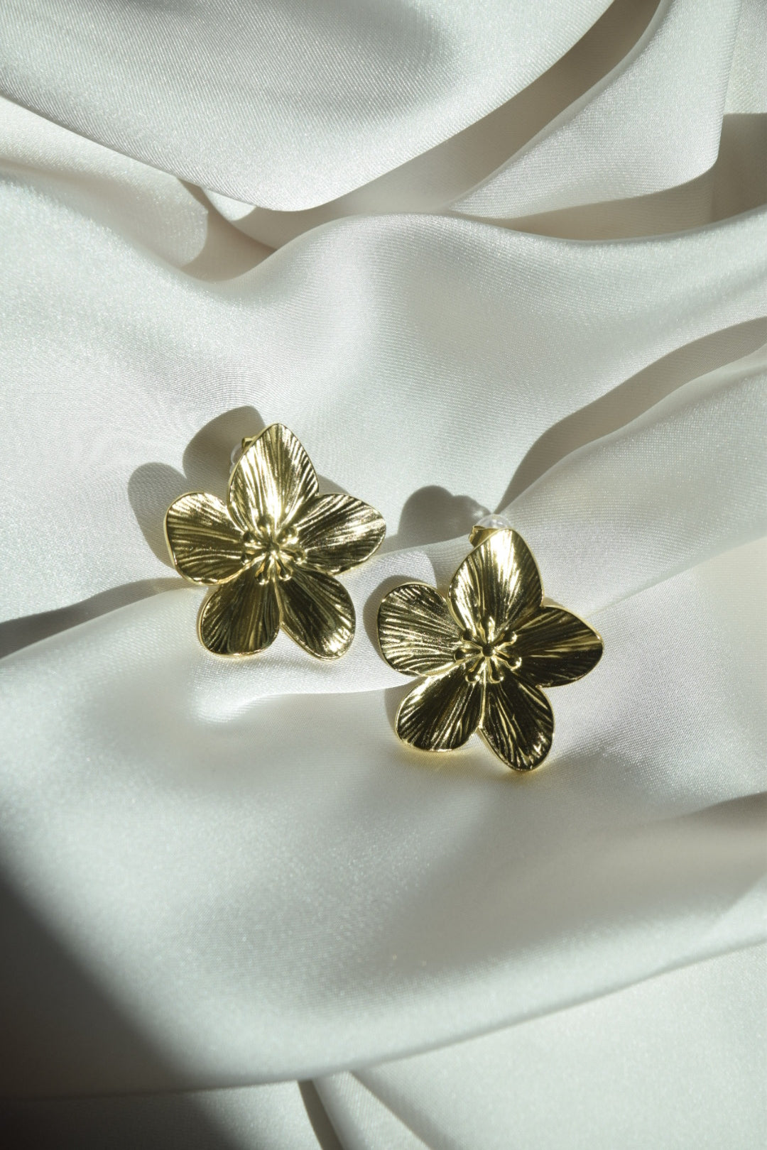 Gold Flower Metal Stud Earrings