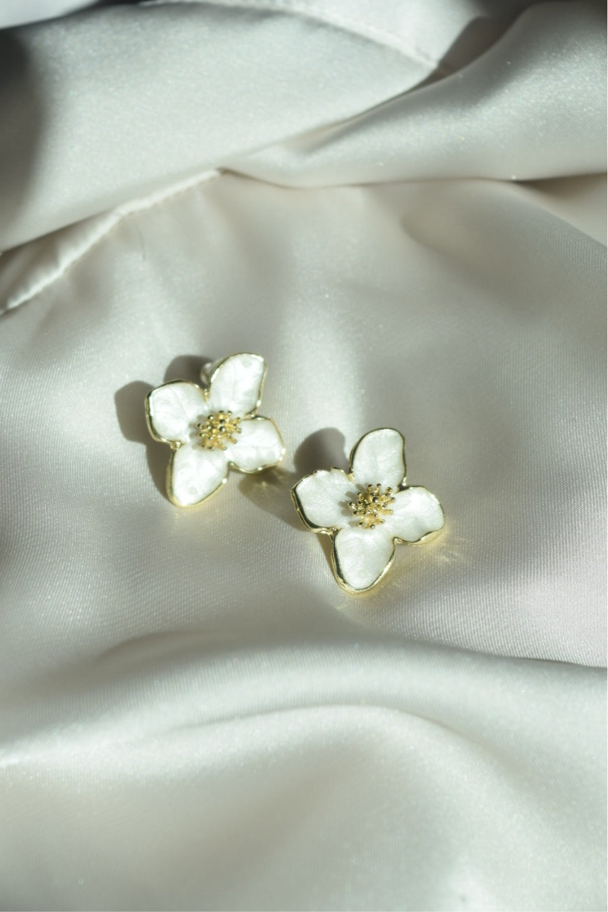 White Flower Earrings