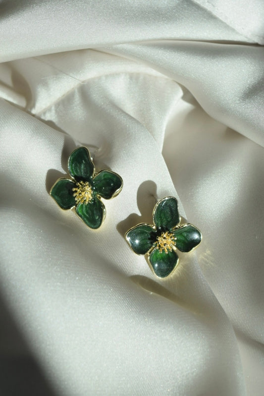 Green Flower Earrings